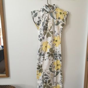White Print Asian Style Dress